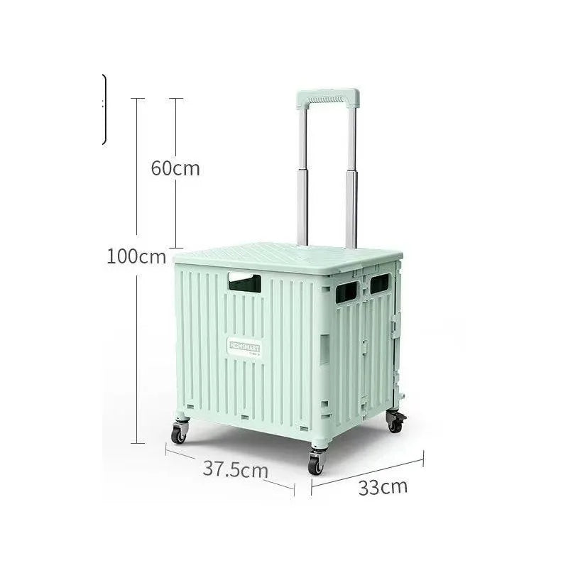Foldable shopping cart with extendable handle and wheels, foldable multi-function storage cart