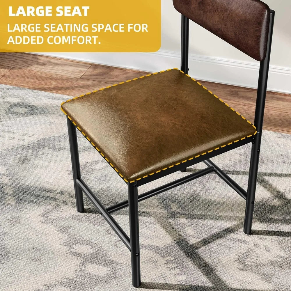 Set of 4 Modern Upholstered Dining Chairs With Faux Leather