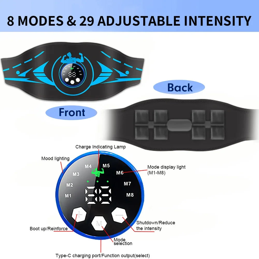 Abdominal Toning Belt EMS Muscle Stimulator Toner USB Shaping