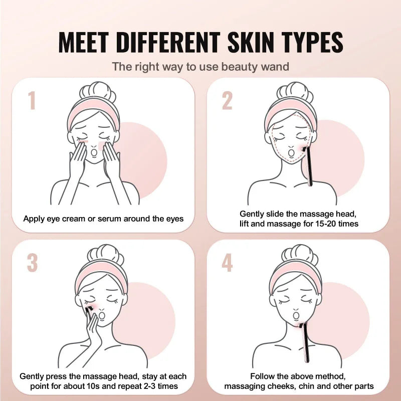 LED Light Therapy Wand for Facial With Heating Microcurrent Massage