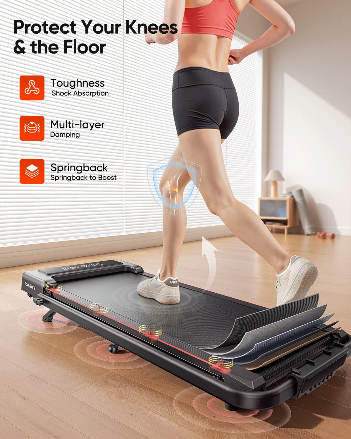 Toputure 4 in 1 Foldable Treadmill for Home Use Incline