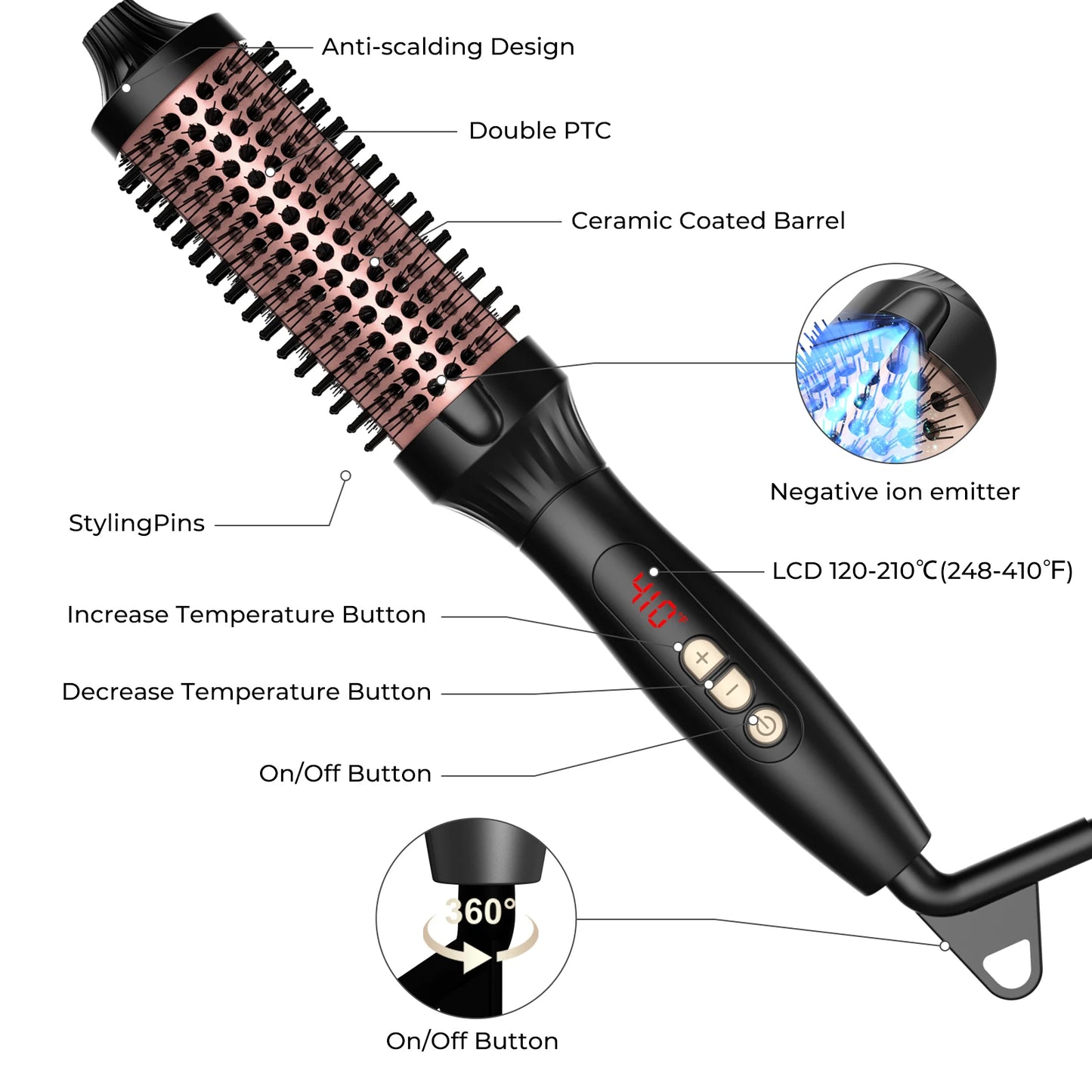 UKLISS Thermal One-Step Hot Air Brush Volumizer Hair Straightener