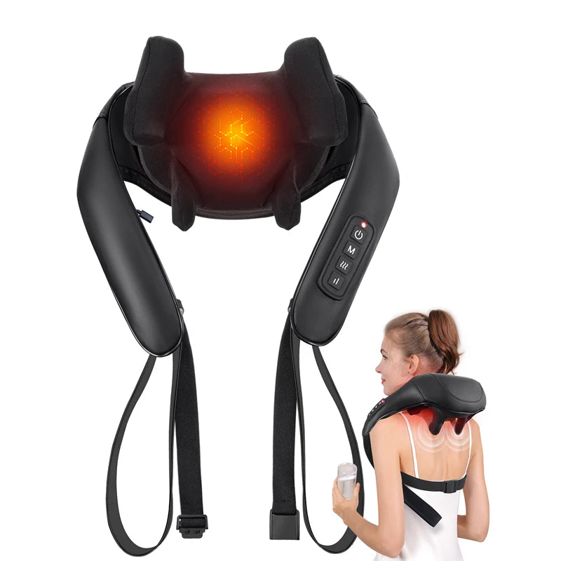MASGREE Shiatsu Back Neck Massager Cordless Shoulder Massager With Heat