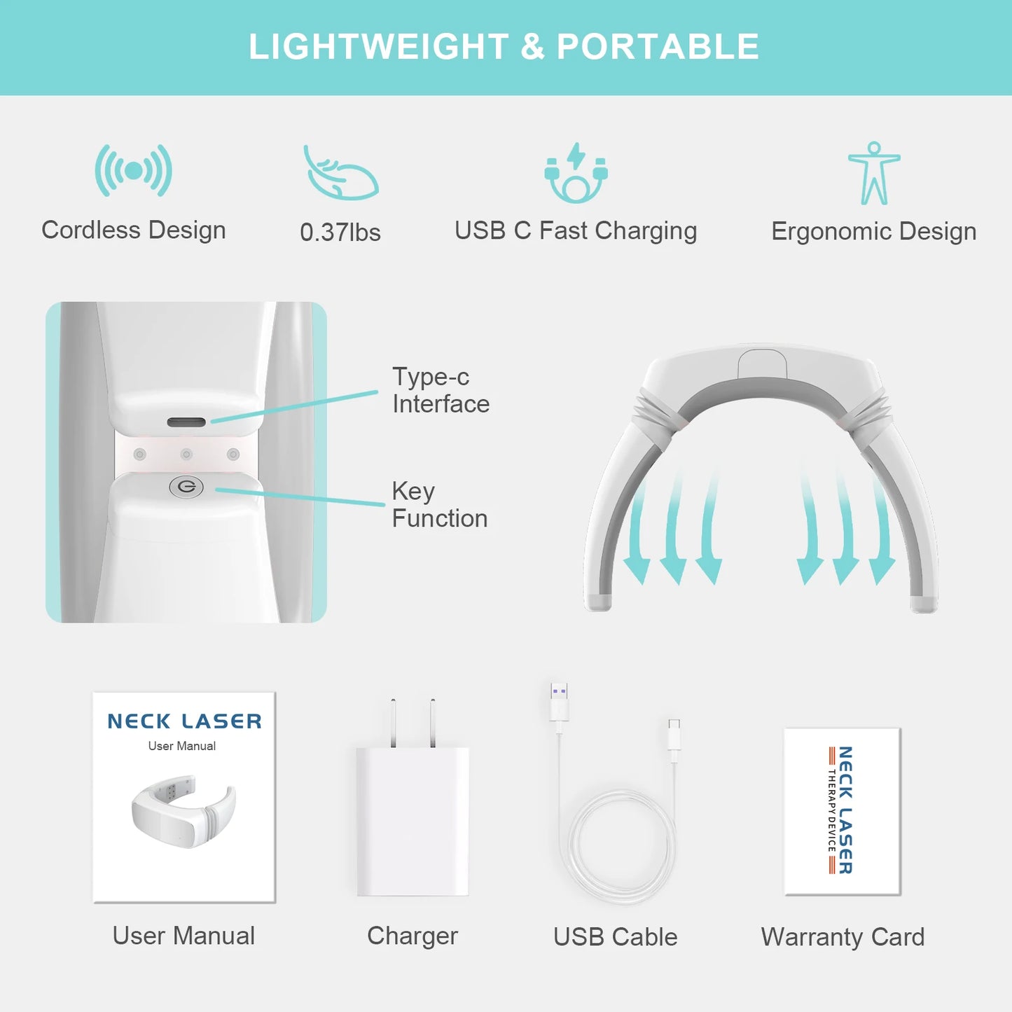 KTS 808nm LLLT Neck Pain Therapy Device 1800mAh Battery