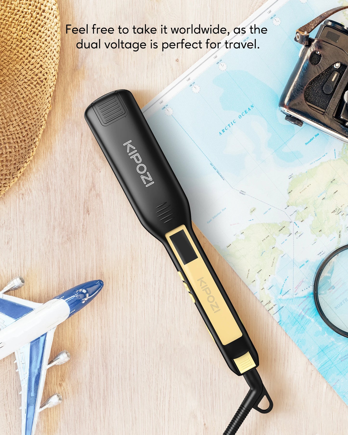 Fairywill Titanium Hair Straightener With Digital LCD Display Dual Voltage