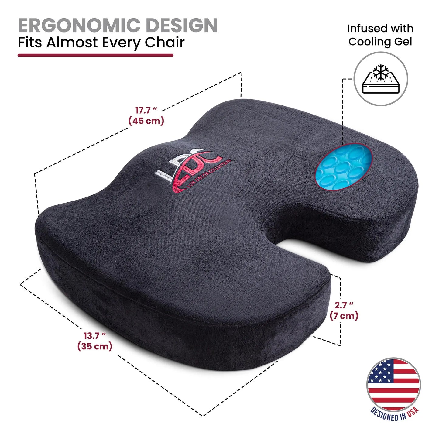 Gel Memory Foam Car Seat Cushion for Driving Pain Relief