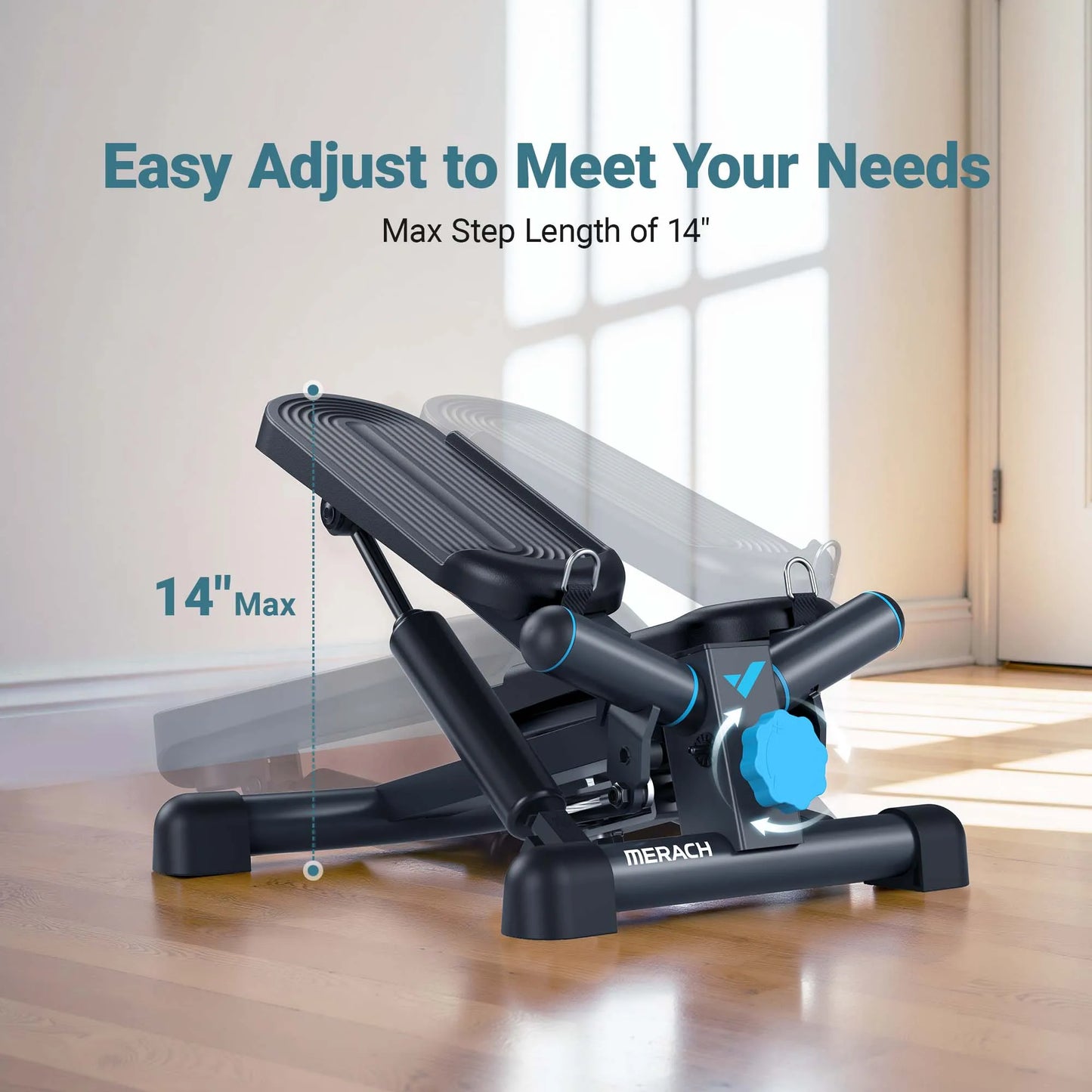 MERACH Mini Stepper With Resistance Band 330LBS Capacity For Fitness