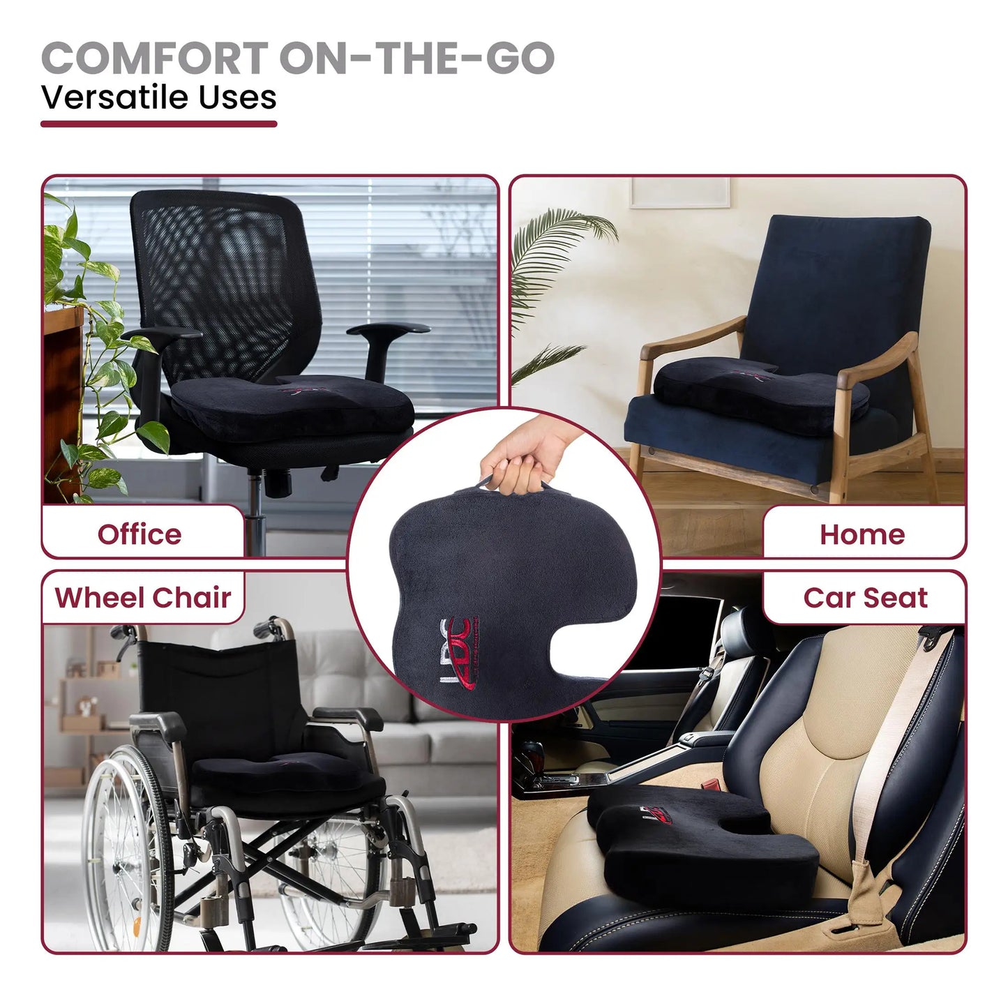 Gel Memory Foam Car Seat Cushion for Driving Pain Relief