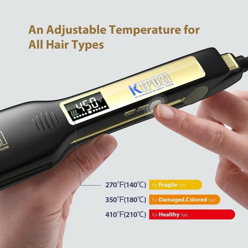 Fairywill Titanium Hair Straightener With Digital LCD Display Dual Voltage