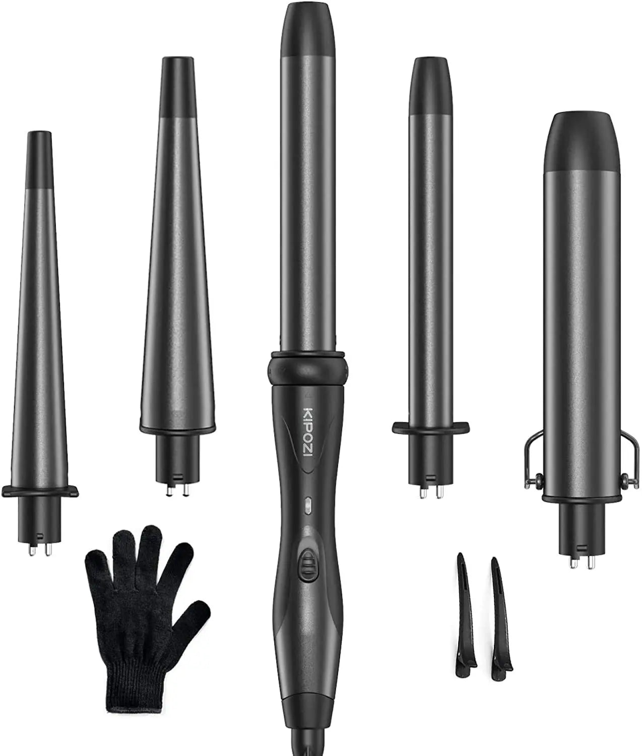 KIPOZI 5 In 1 Curling Iron And Ceramic Barrels Pro
