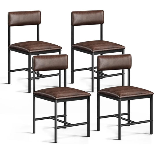 Modern Upholstered Dining Chairs 4 With Leather And Metal Legs