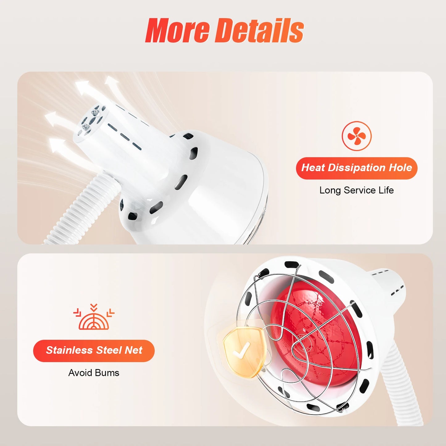 Infrared Light Therapy, 275W Near Infrared Heat Lamp Floor Stand Red Standing Lamp Set Therapy Bulb Muscle Pain Relief