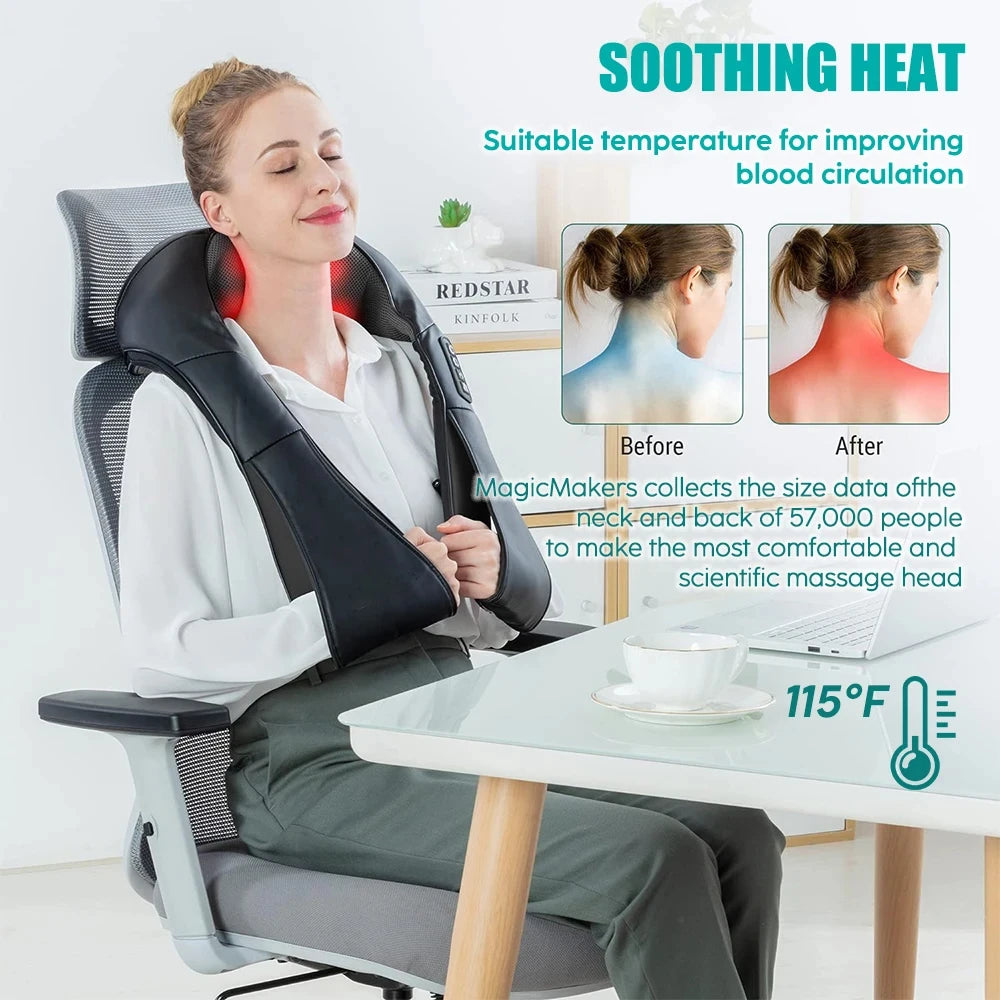 HOMEFISH Shiatsu Neck and Shoulder Massager U Shape Heated