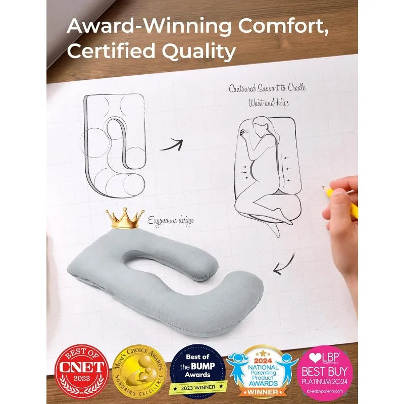 Pregnancy Pillow With Cooling Cover U Shaped Full Body Support