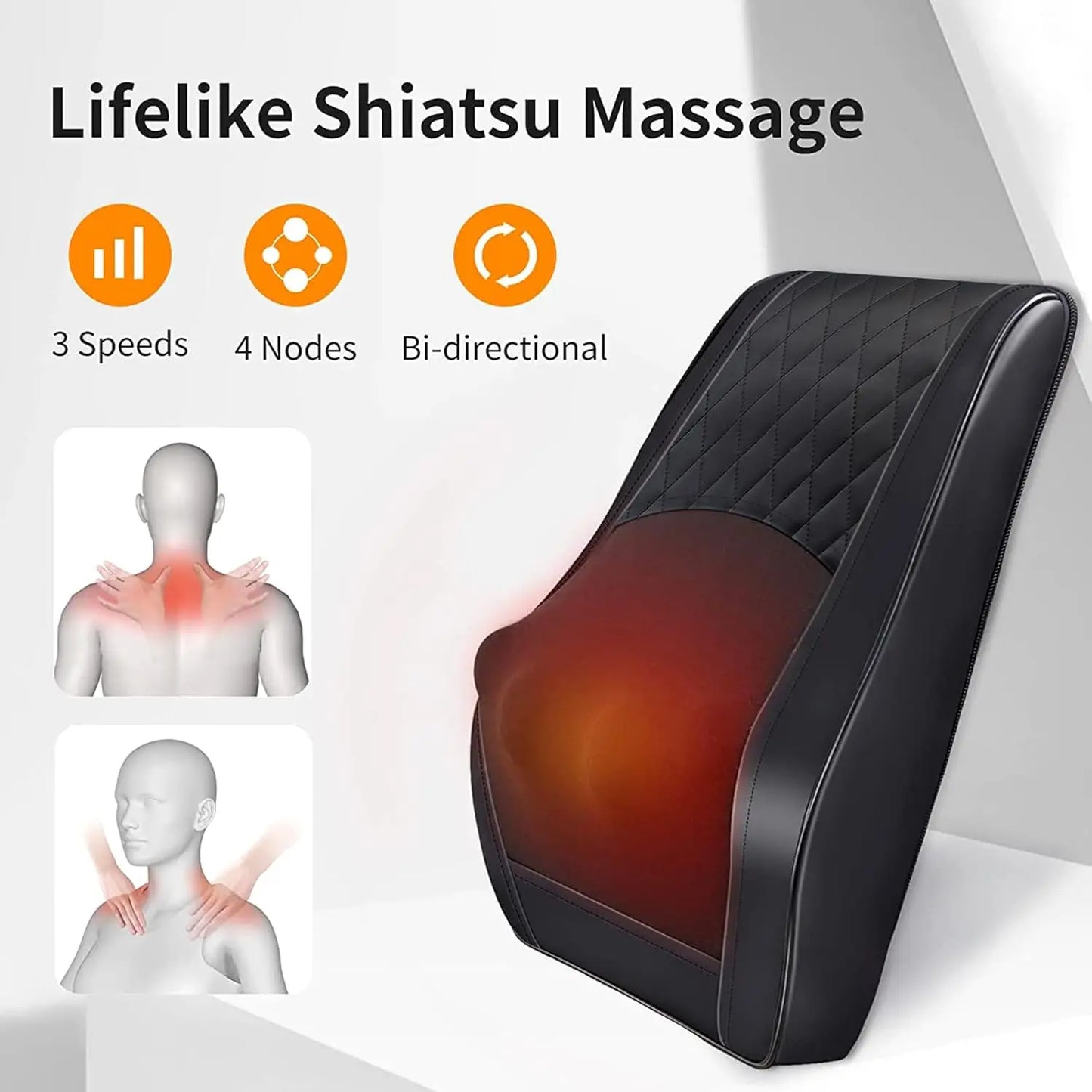 MASGREE Back Massager With Heat 3D Kneading Pillow