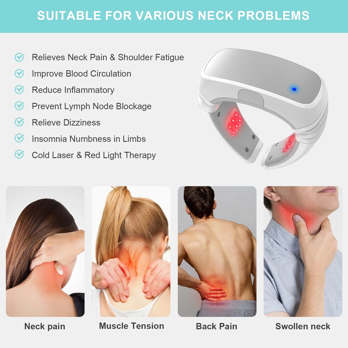 KTS 808nm LLLT Neck Pain Therapy Device 1800mAh Battery
