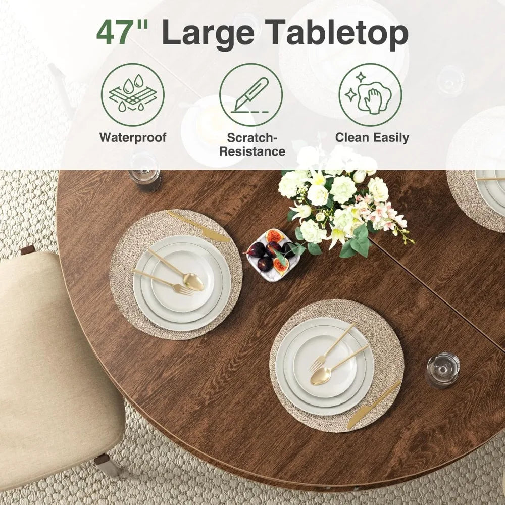 Round Dining Table With Built In Storage And Sliding Doors