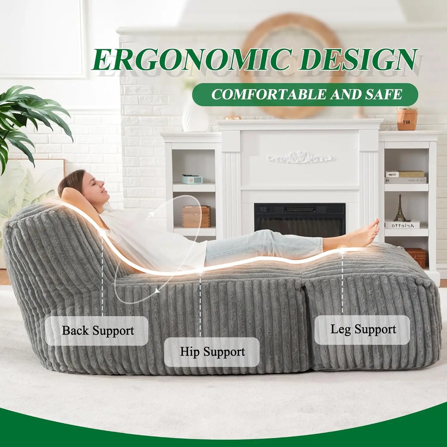 High Concerned Bean Bag Lounger With Memory Foam Filled