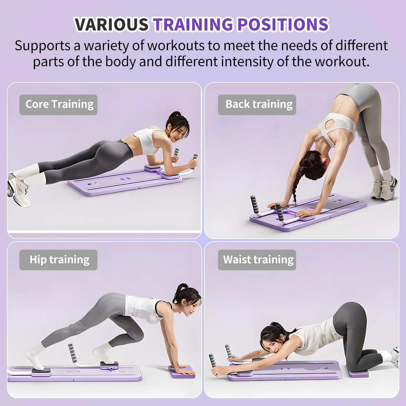 Ab Board Foldable Exercise Pilates Board Push Up Multi-Functional Fitness Equipment Workout Full-Body Core Training for Home