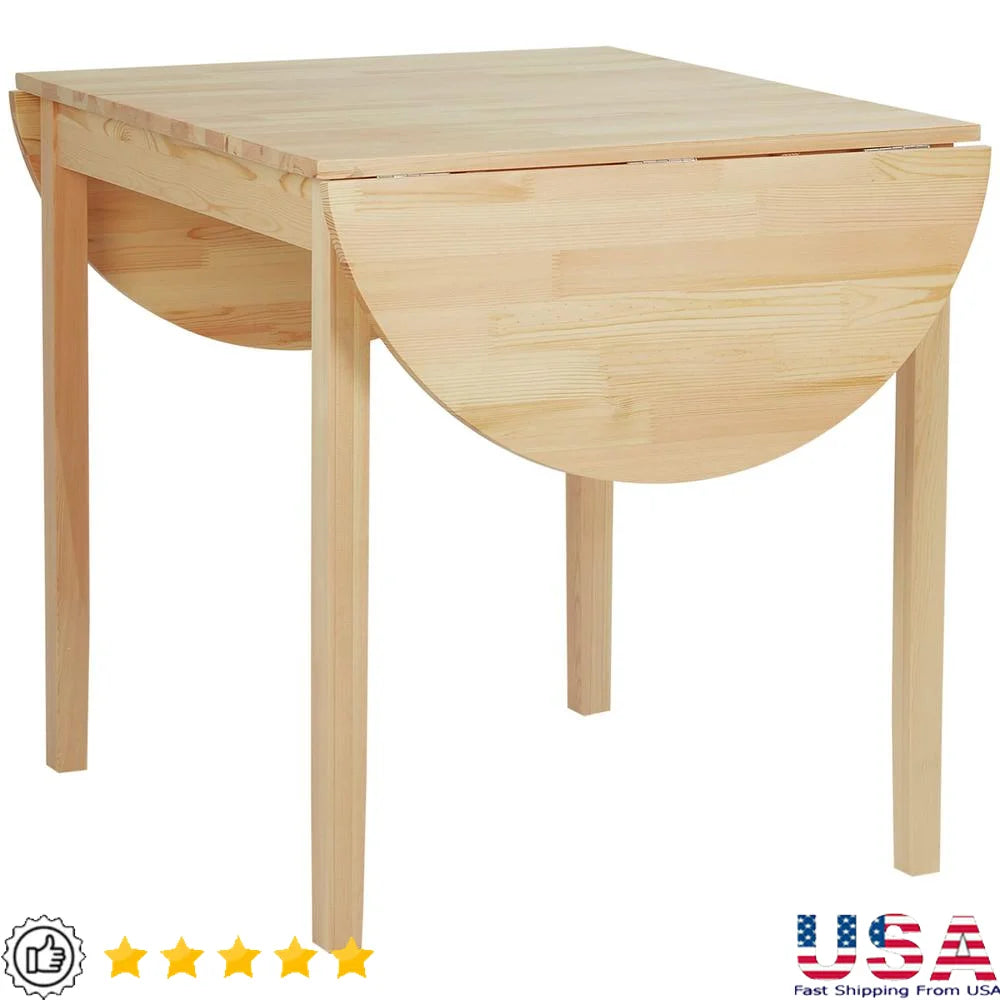 DUTRIEUX Solid Wood Folding Dining Table Drop Leaf Pine