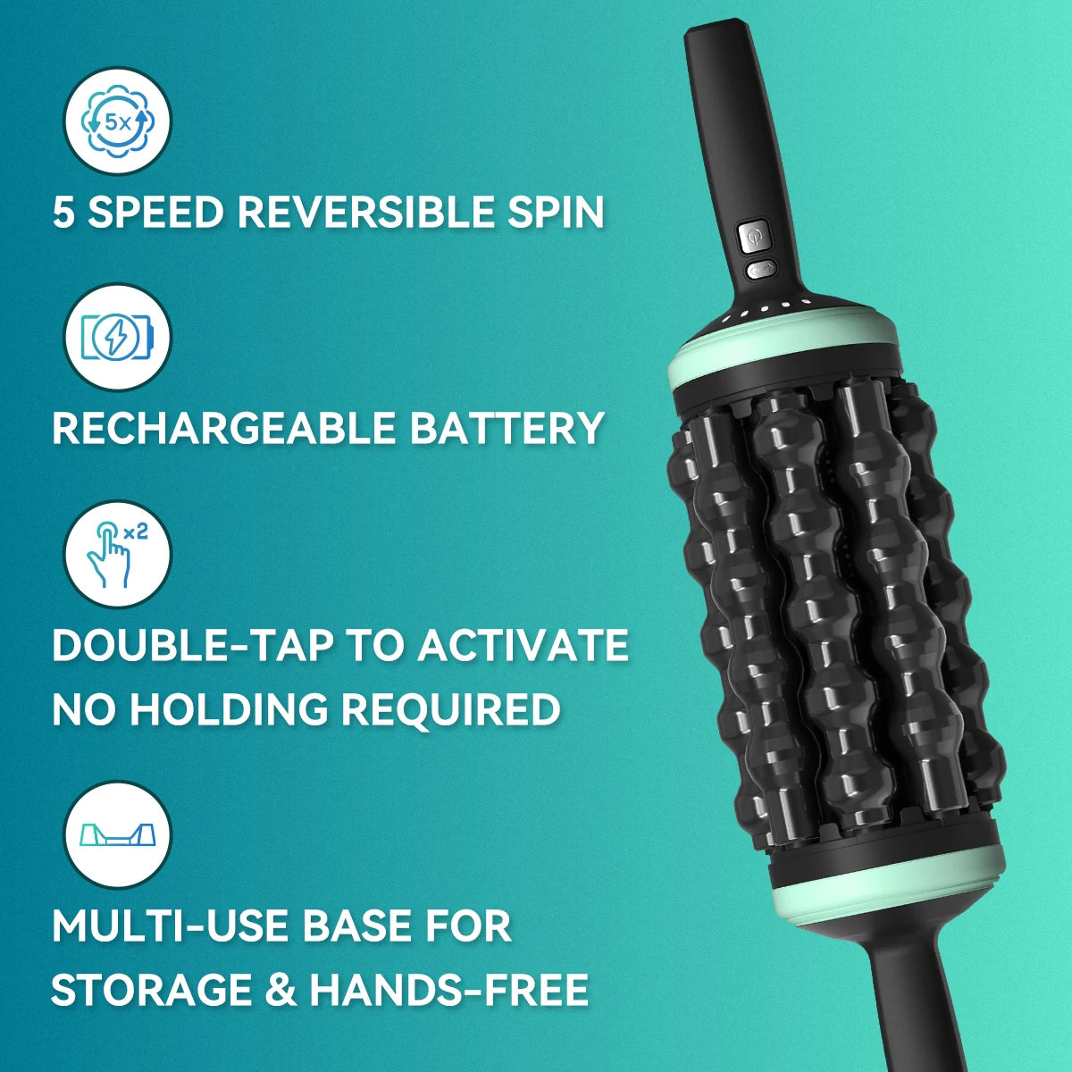 RPM Rolling Percussion Massager 5-Speed Hand Held Massager for Leg Back Foot Calf Muscle Relaxation Whole Body Relief