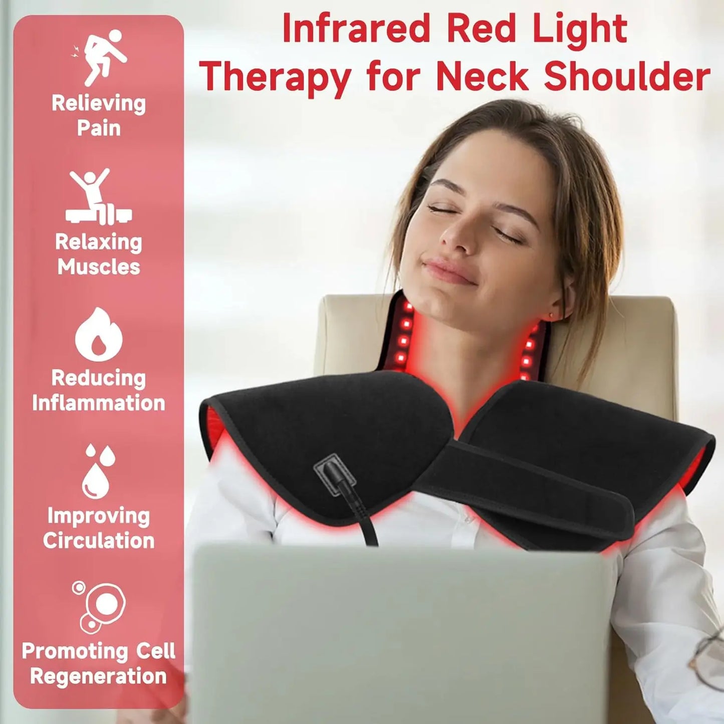 ZONGKUNG Red Infrared Light Therapy Neck Shoulder Wrap 660nm 850nm