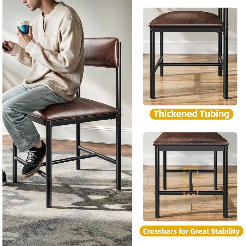 Modern Upholstered Dining Chairs 4 With Leather And Metal Legs