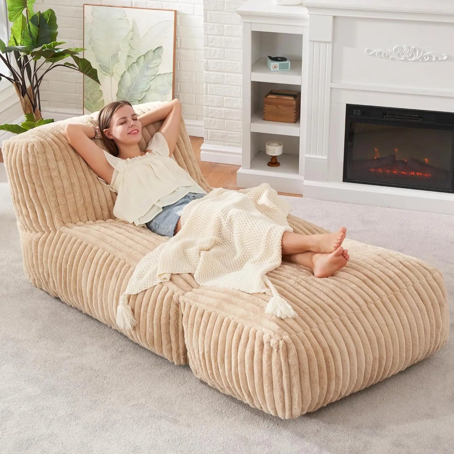 High Concerned Bean Bag Lounger With Memory Foam Filled