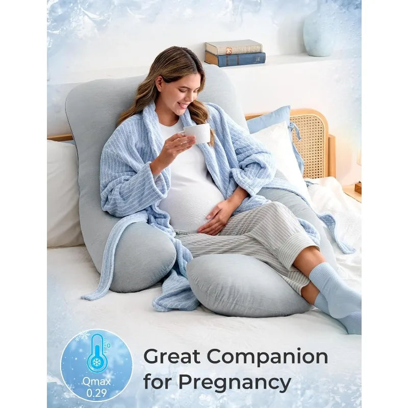 Pregnancy Pillow With Cooling Cover U Shaped Full Body Support