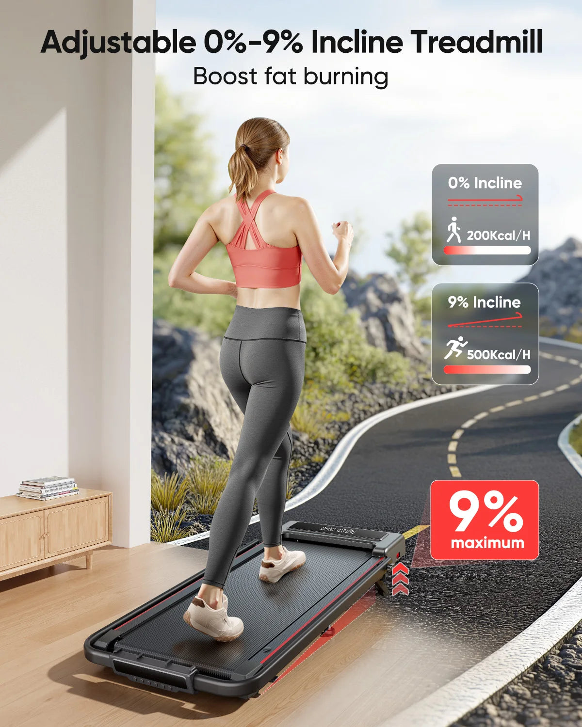 Toputure 4 in 1 Foldable Treadmill for Home Use Incline