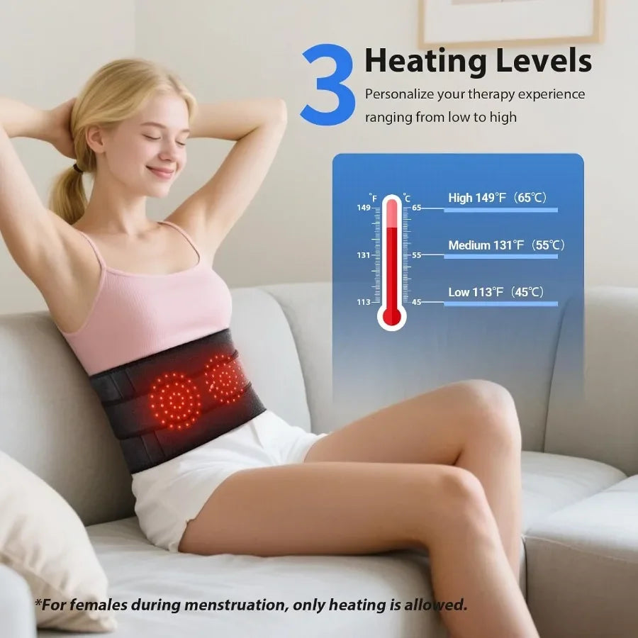 Lower Back Massager With Heat And Adjustable Waist Belt 3 Heat Levels