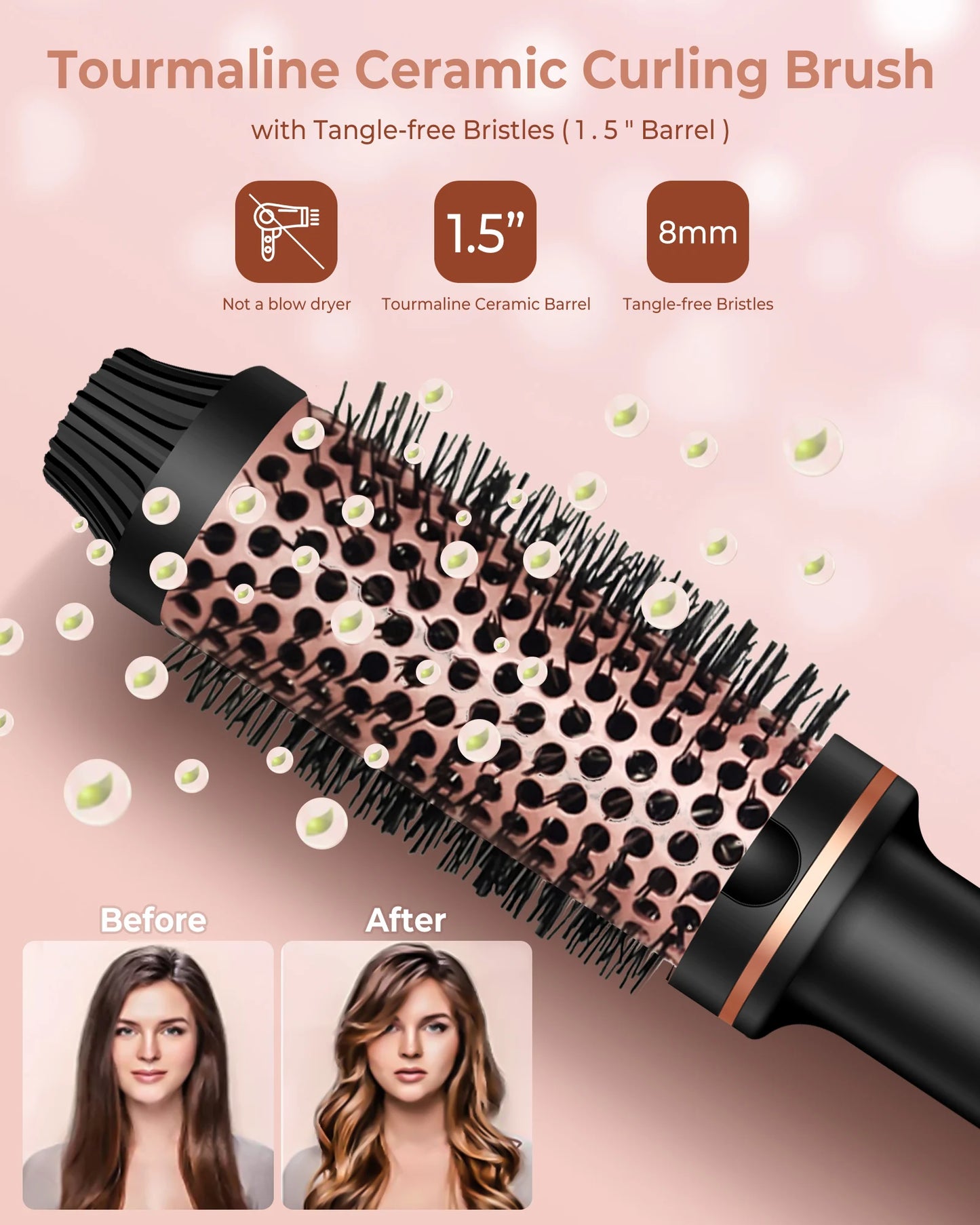 UKLISS Ionic Heated Round Brush With 10 Temperature Settings