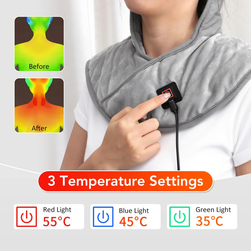 PASTSKY Electric Heating Shoulder Neck Pad Cervical Wrap