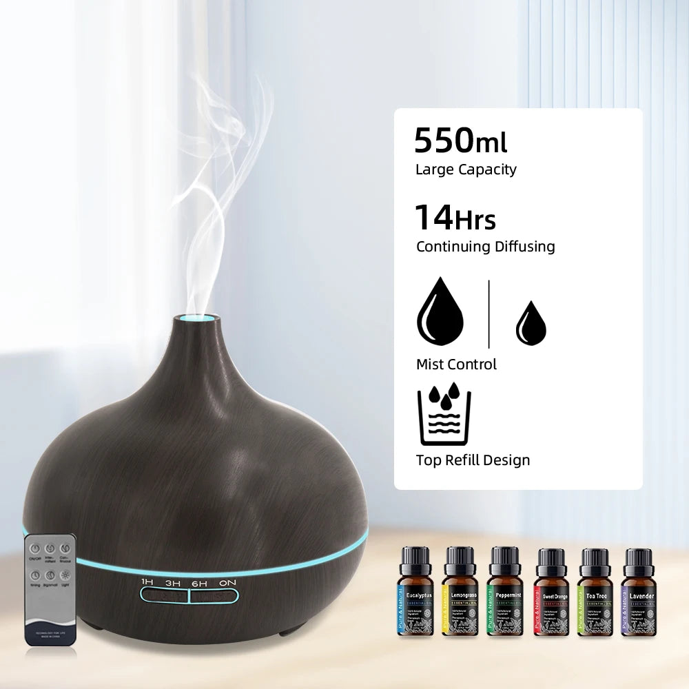 Miflame Diffuser With 6 Essential Oil Bottles And LED Lights