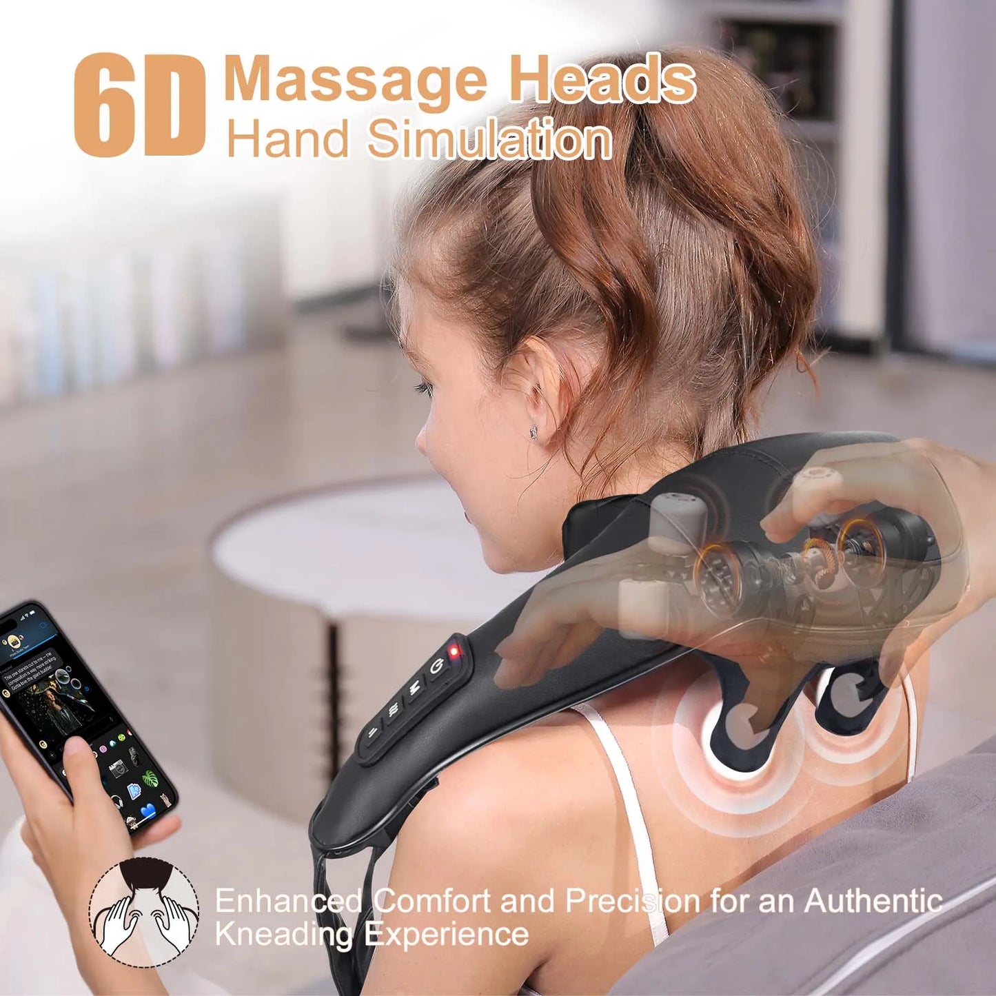 MASGREE Shiatsu Back Neck Massager Cordless Shoulder Massager With Heat