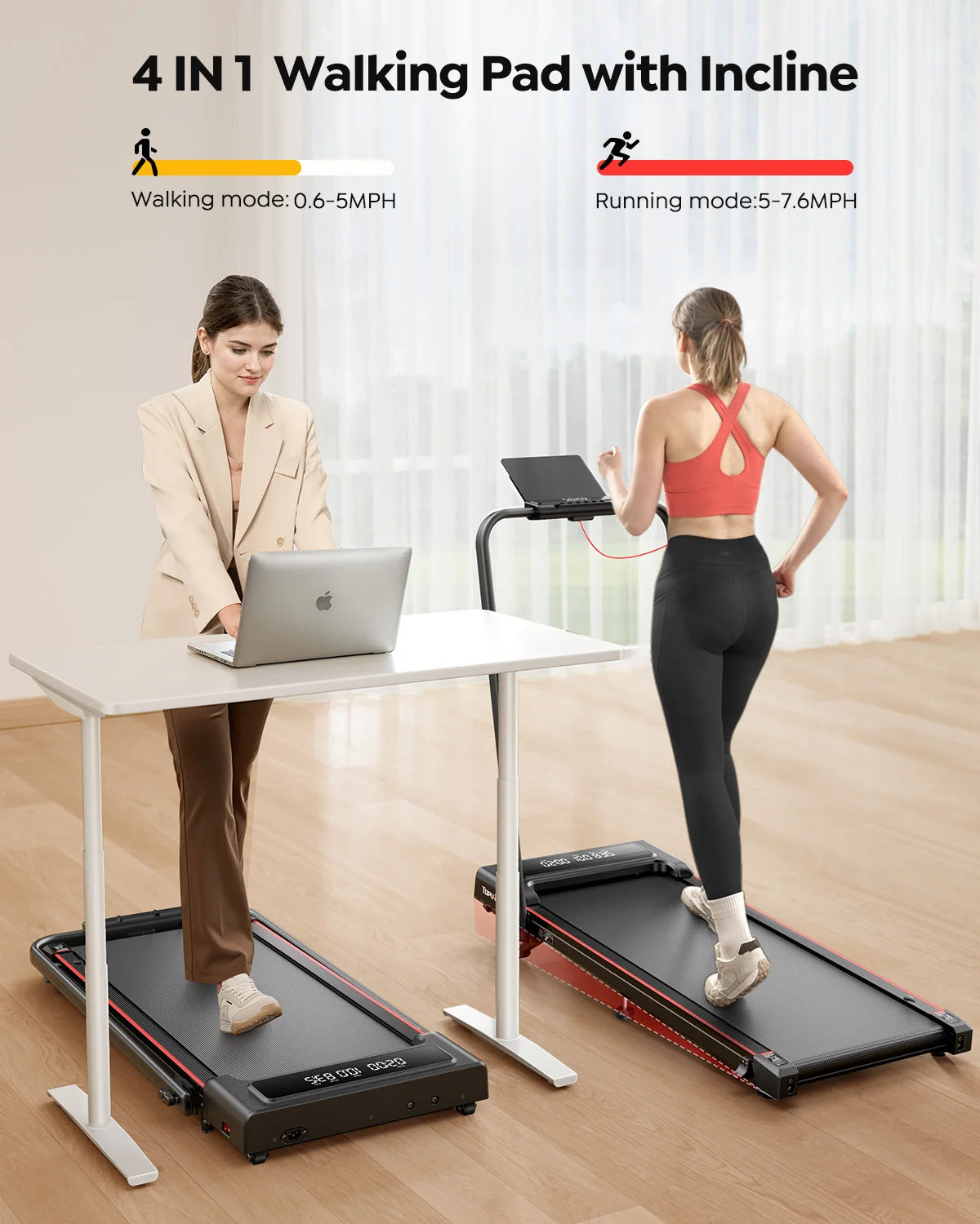 Toputure 4 in 1 Foldable Treadmill for Home Use Incline