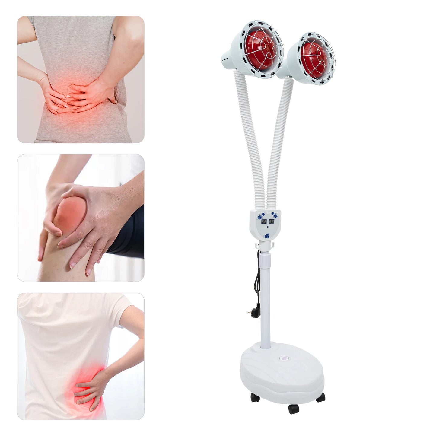 275W Double Head Infrared Therapy Lamp With 360 Degree Wheels