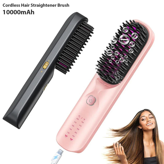 Cordless Hair Straightener Brush 450F Adjustable Temperature Travel Wireless