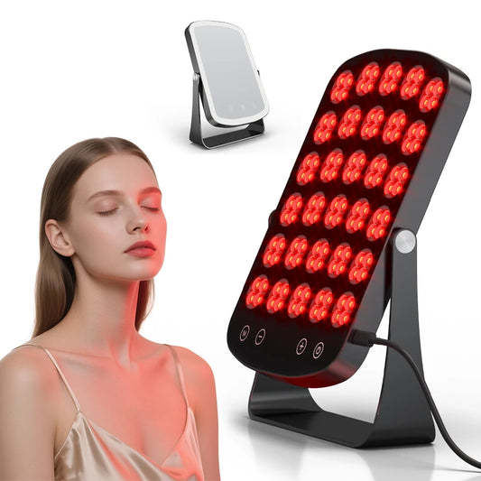 Lighted Makeup Mirror With Red And Near Infrared Therapy LEDs