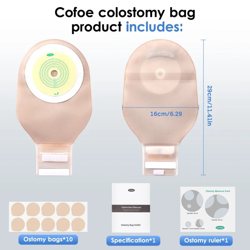Cofoe 10 Pack Colostomy Bags for Adults Ostomy Pouch