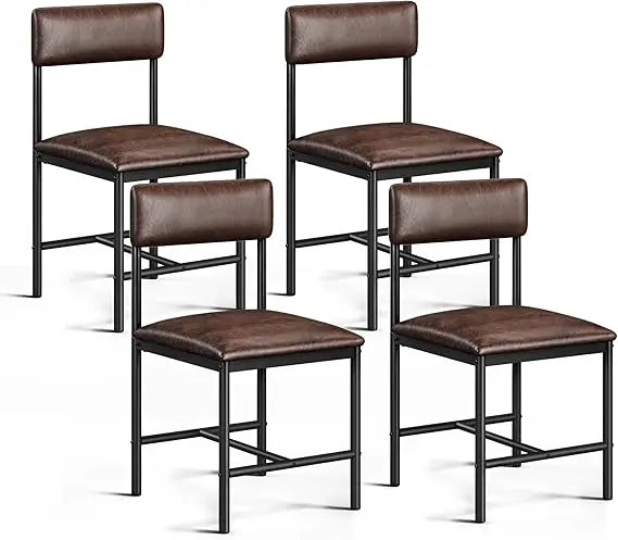 Modern Upholstered Dining Chairs 4 With Leather And Metal Legs