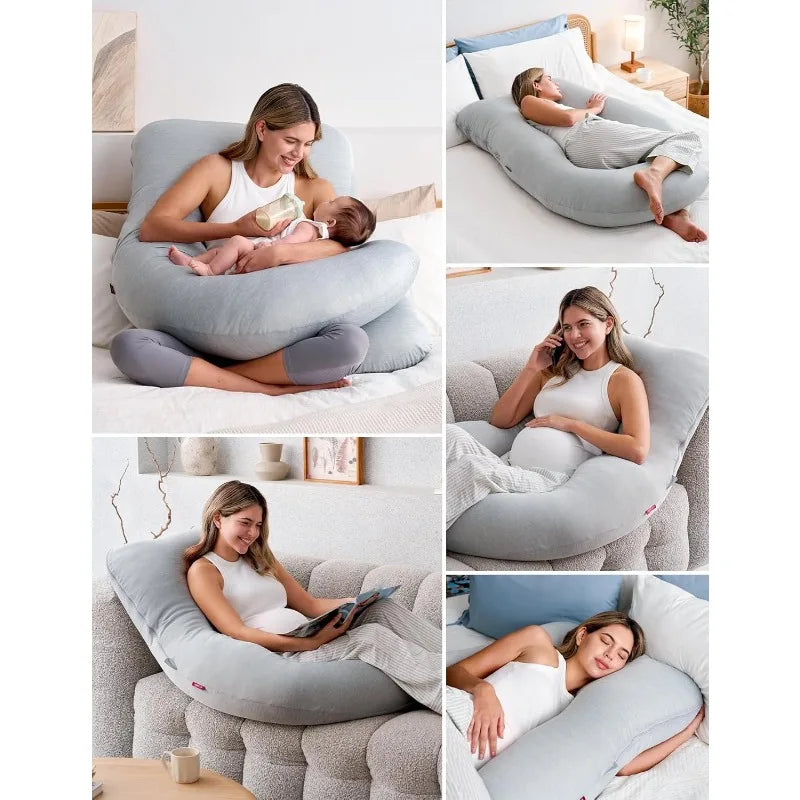 Pregnancy Pillow With Cooling Cover U Shaped Full Body Support