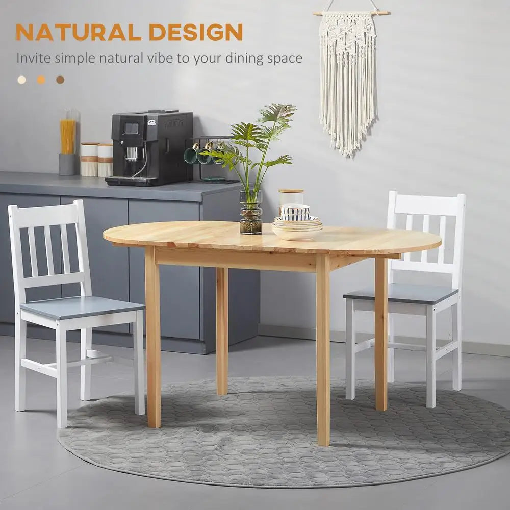 DUTRIEUX Solid Wood Folding Dining Table Drop Leaf Compact