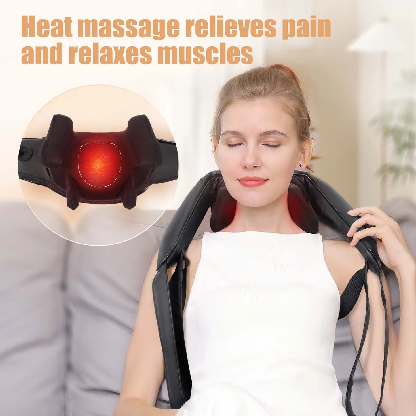 MASGREE Shiatsu Back Neck Massager Cordless Shoulder Massager With Heat