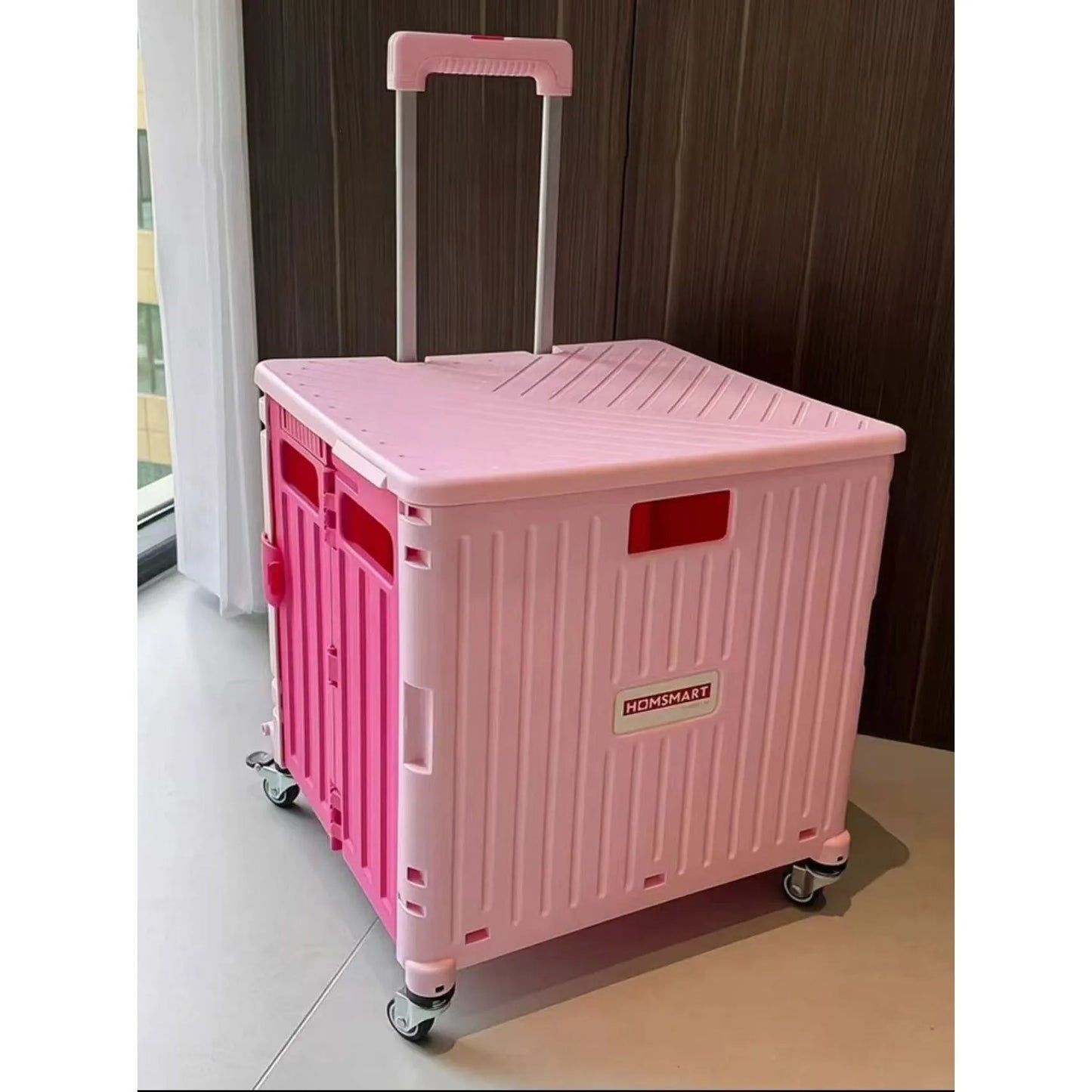 Foldable shopping cart with extendable handle and wheels, foldable multi-function storage cart