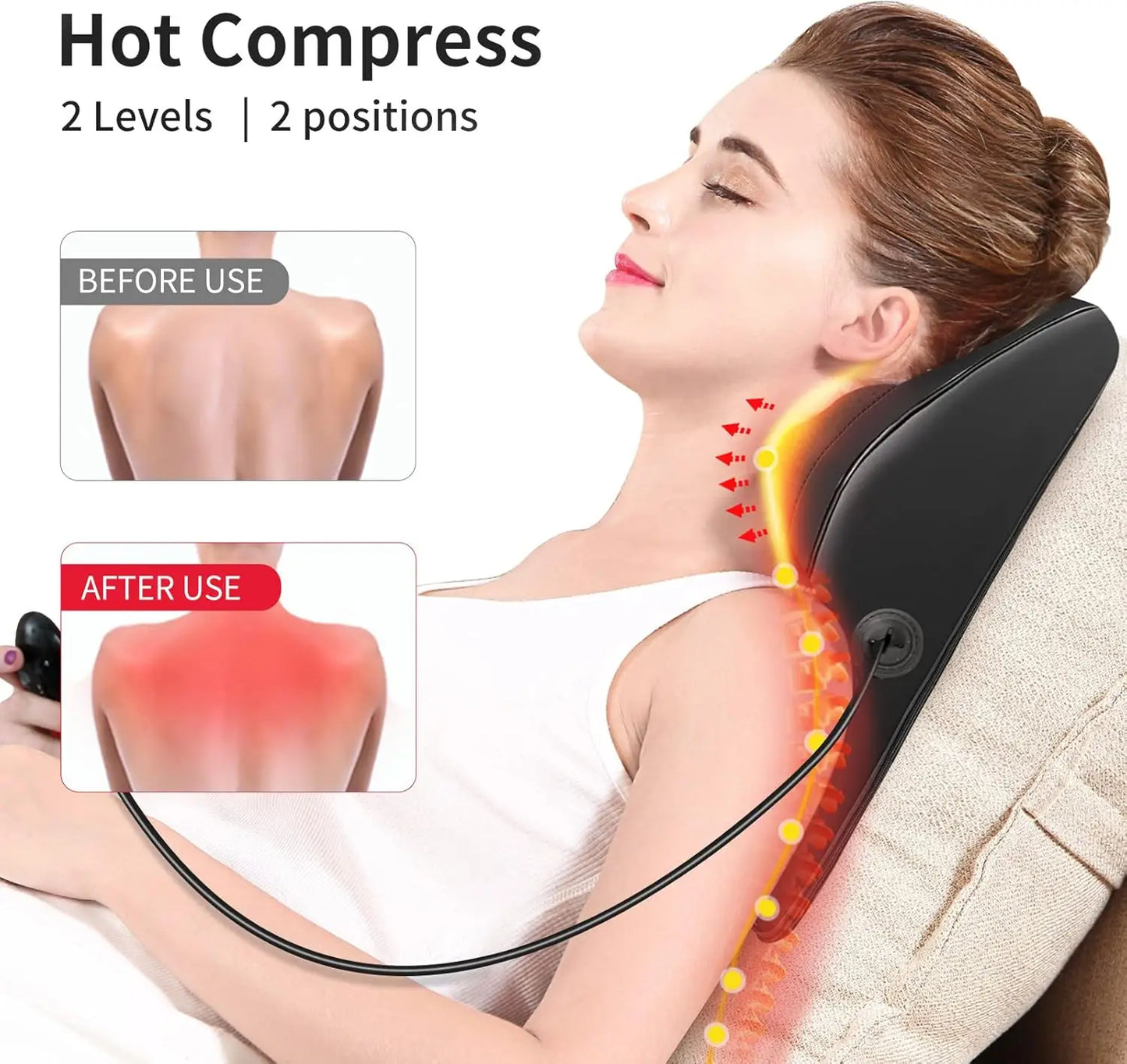 MASGREE Back Massager With Heat 3D Kneading Pillow