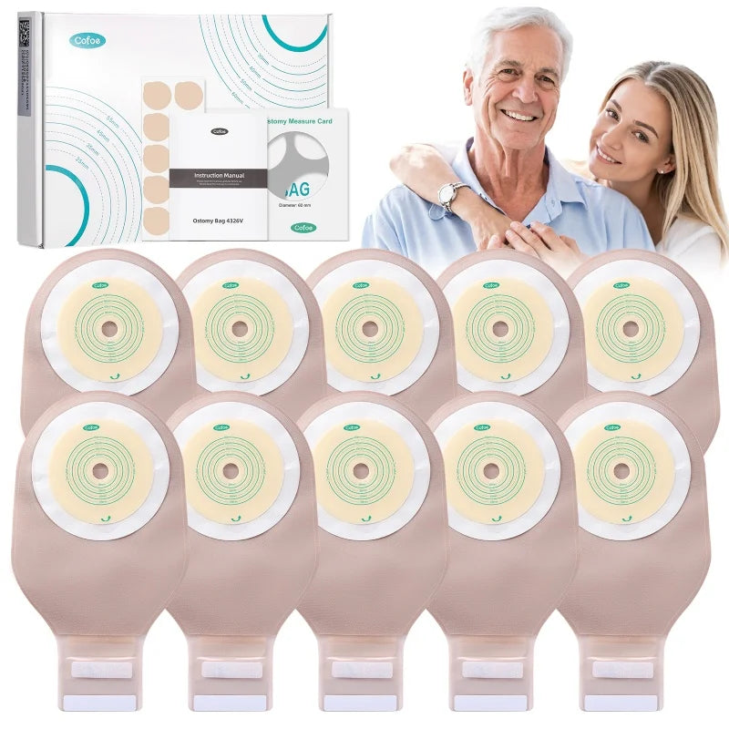 Cofoe 10 Pack Colostomy Bags for Adults Ostomy Pouch