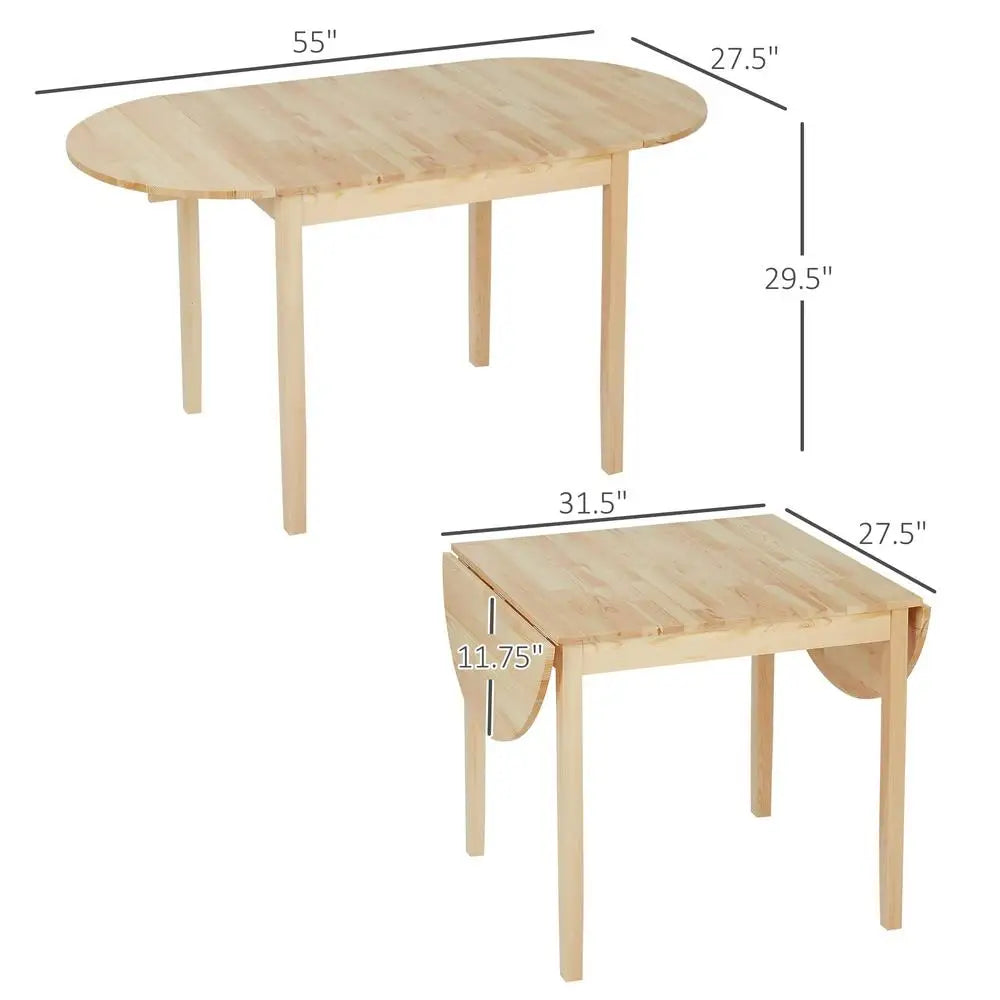 DUTRIEUX Solid Wood Folding Dining Table Drop Leaf Compact