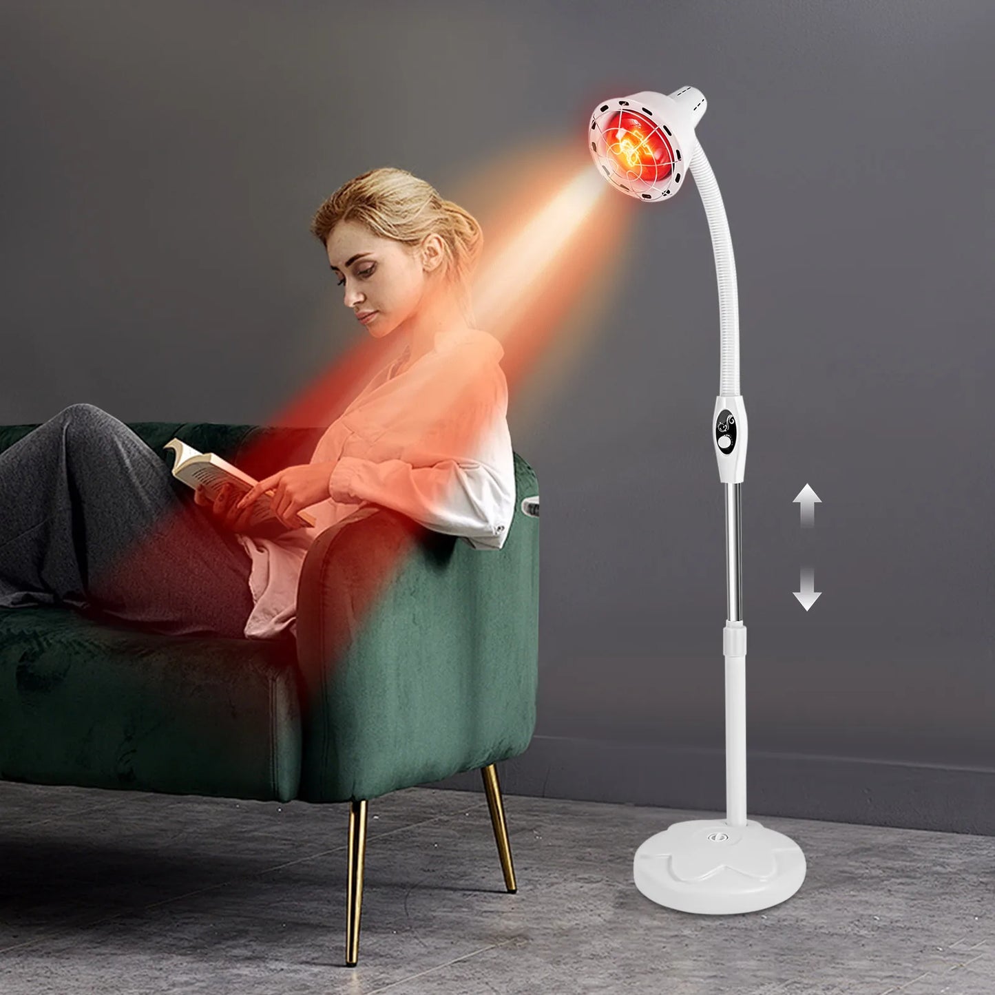 Infrared Light Therapy, 275W Near Infrared Heat Lamp Floor Stand Red Standing Lamp Set Therapy Bulb Muscle Pain Relief