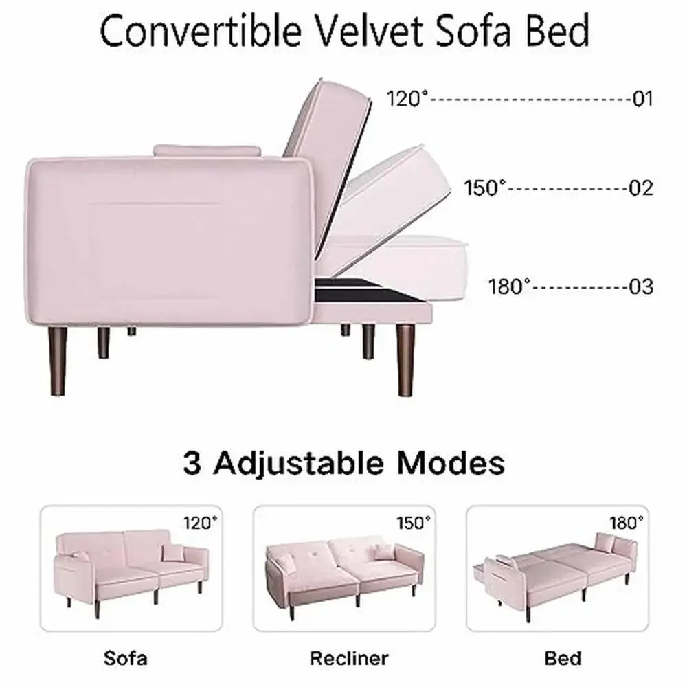 DUTRIEUX Modern Velvet Convertible Sleeper Sofa Bed